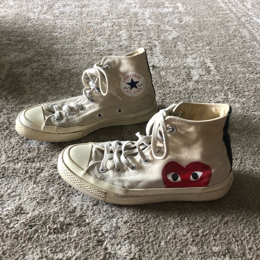 Converse Cream and Red Platform Sneakers